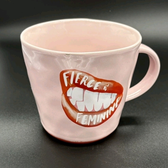 Pink & Red Glossy, Ceramic Mug, Fiercely Feminine, Coffee Cup NWOT - Picture 5 of 7